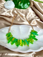 Raw Green quartz Statement Necklace