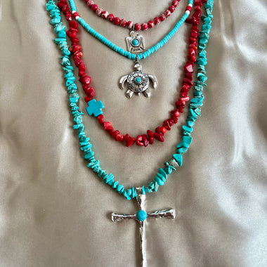 Women's Coral & Turquoise layering Necklaces