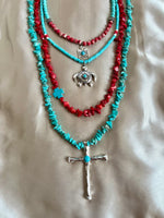 Women's Coral & Turquoise layering Necklaces