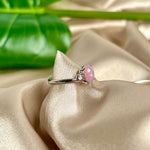 Silver Plated Pink Opal Silver CZ Statement Ring