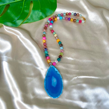 Rainbow Agate Statement Necklace