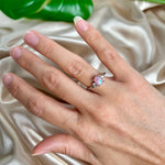 Silver Plated Pink Opal Silver CZ Statement Ring