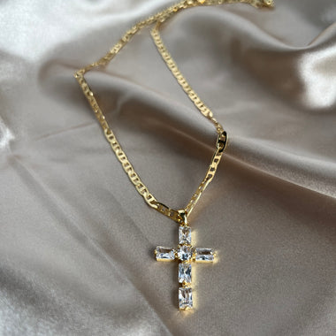 24k Gold filled CZ Cross Necklace