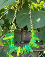 Raw Green quartz Statement Necklace