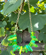 Raw Green quartz Statement Necklace