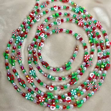 8FT Small Beaded Christmas Garland, Santa Presents Candy Garland