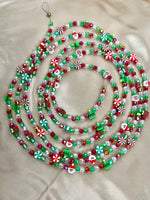 8FT Small Beaded Christmas Garland, Santa Presents Candy Garland