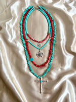 Women's Coral & Turquoise layering Necklaces