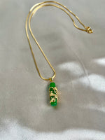 Unisex Lucky Dragon Jade Necklace, Gold Filled Dragon wrapped Jade Necklace