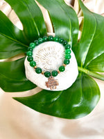 Women's Green Jade Psalms 103 Protection Bracelet, Green Beaded Gemstone Bracelet