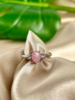 Silver Plated Pink Opal Silver CZ Statement Ring