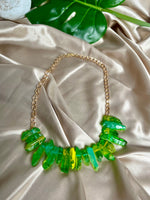 Raw Green quartz Statement Necklace