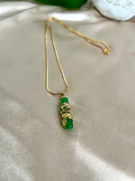 Unisex Lucky Dragon Jade Necklace, Gold Filled Dragon wrapped Jade Necklace