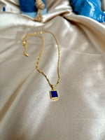 Women's Dainty 24K Gold Filled Lapis Lazuli Bezel Pendant Necklace