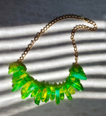 Raw Green quartz Statement Necklace