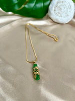 Unisex Lucky Dragon Jade Necklace, Gold Filled Dragon wrapped Jade Necklace