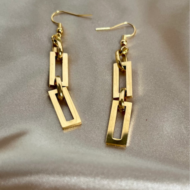 Gold Geometric Rectangle Earrings