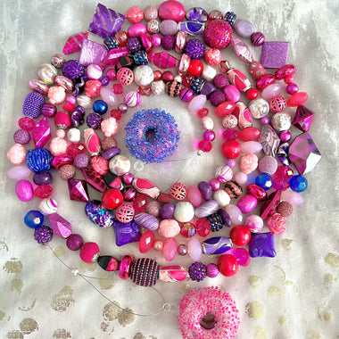 Pink and Purple Beaded Donut Garland, Party Decor