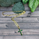 Women's 24K Gold Filled Chain with Emerald Green Cross