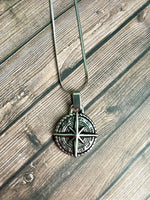 Mens Stainless Steel Northstar Compass Necklace