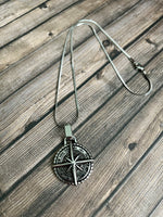 Mens Stainless Steel Northstar Compass Necklace