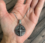 Mens Stainless Steel Northstar Compass Necklace