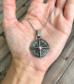 Mens Stainless Steel Northstar Compass Necklace