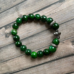 Men's Green Beaded Quartz Cross Bracelet