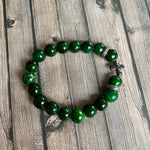 Men's Green Beaded Quartz Cross Bracelet