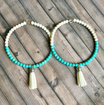 XL Turquoise Beaded Hoop Earrings