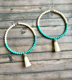 XL Turquoise Beaded Hoop Earrings