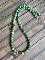 Prosperity Necklace ~ Green Agate Gemstone Beaded Necklace