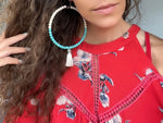 XL Turquoise Beaded Hoop Earrings