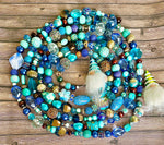 Blue Luxury Beaded Holiday Gnome Garland, 9FT Blue Beaded Holiday Garland