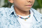 Boy's 10K Gold Smiley Face Gemstone Necklace & Bracelet Set