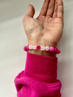 Pink Jade Gemstone Heart Beaded Bracelet