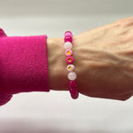 Pink Jade Gemstone Heart Beaded Bracelet