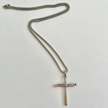 Men's Stainless Steel Cross Of Nails Necklace