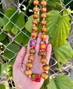 Men's Millefiori & Wood Beaded Necklace, Resort Wear Jewelry