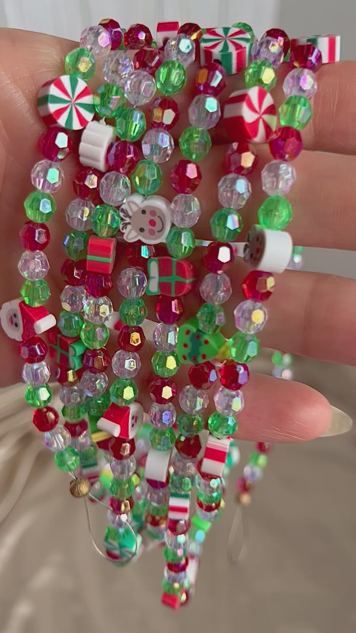 8FT Small Beaded Christmas Garland, Santa Presents Candy Garland