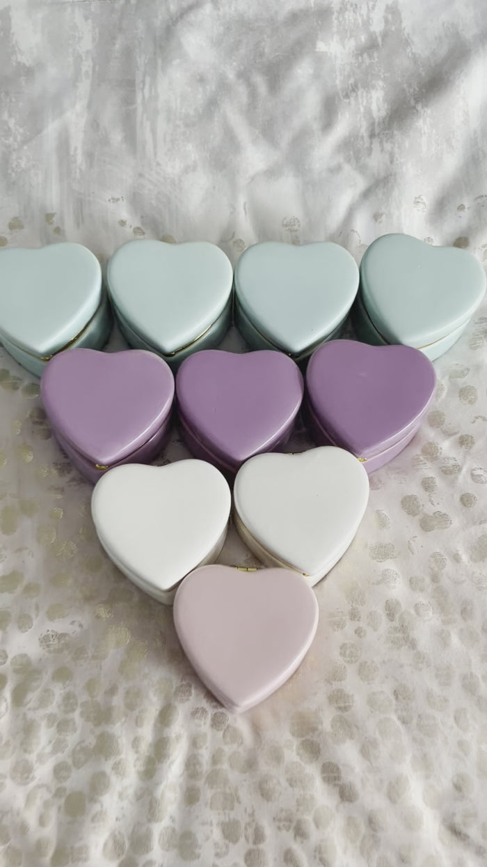 Ceramic Heart Jewelry Box ~ Heart Decor ~ Trinket Box