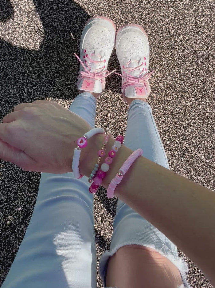 Pink Jade Gemstone Heart Beaded Bracelet