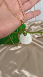 Unisex Lucky Dragon Jade Necklace, Gold Filled Dragon wrapped Jade Necklace