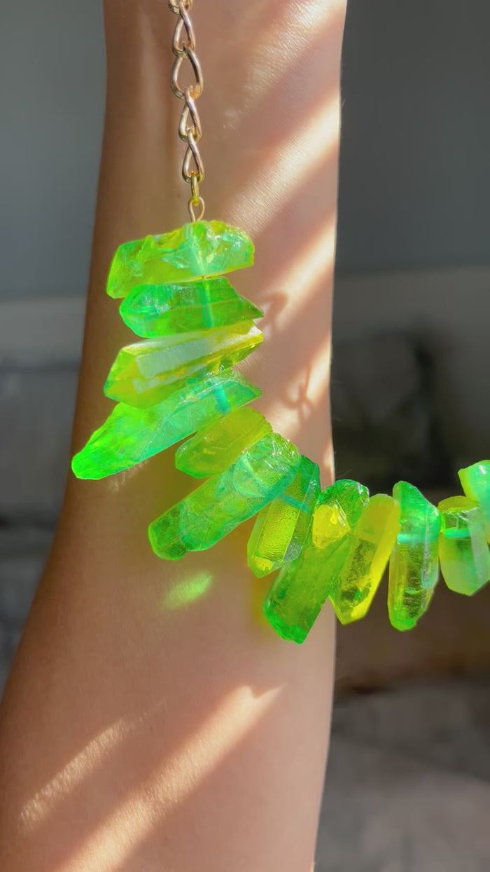 Raw Green quartz Statement Necklace