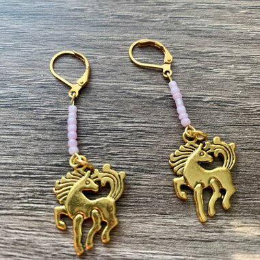 Girls Beaded Pony Dangle Earrings