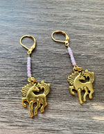 Girls Beaded Pony Dangle Earrings