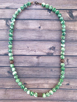 Prosperity Necklace ~ Green Agate Gemstone Beaded Necklace